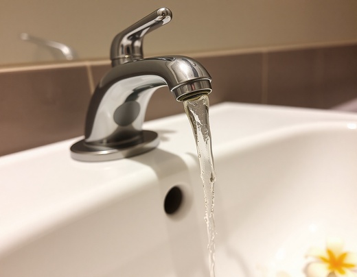 AI: Z kohoutku, u umyvadla v koupelně, teče rezavá voda